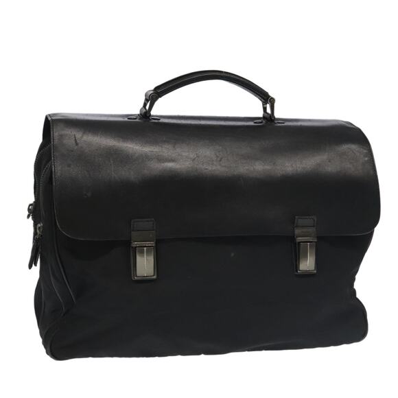 PRADA Hand Bag Nylon Leather Black Silver - Picture 1 of 16
